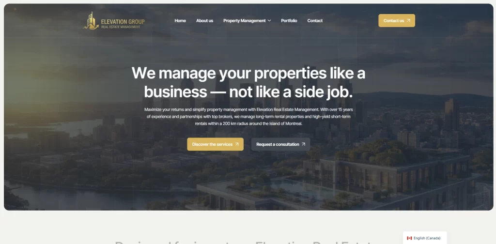 Elevation Group: A Landing Page for a Montreal Real Estate Management Company
